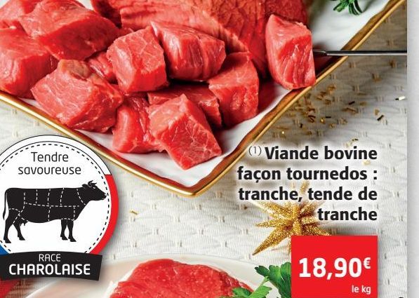 Viande bovine façon tournedos tranche tende de tranche 