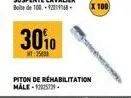 30%  254  x 100  concre  piton de rehabilitation måle-12257-