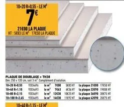 21000 la plaque ht: 5683 le m 17850 la plaque  plaque de doublage.th38  dim 250x120 cm, sit 3 complement d'isolation 10-20 r-0.55 m 7000 se83 ht lem² 7663 636 ht lem 1230 1025 ht le m² 14430 1192 ht  