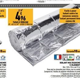 LEM  496  74640 LE ROULEAU MT-4813 LEM 62600 LE ROULEAU  Facile à poser Isolant contre les nuisances sonores Isolant permanent hiver comme été  Garantie 10 ans  ISOLANT MULTICOUCHES  13 ELEMENTS  Dim 