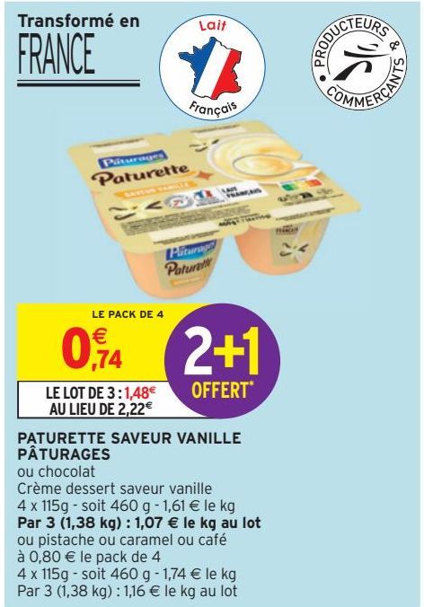 PATURETTE SAVEUR VANILLE PATURAGES 