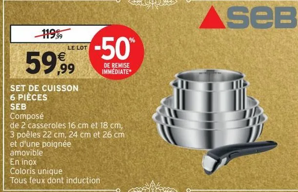 set de cuisson 6 pieces seb 