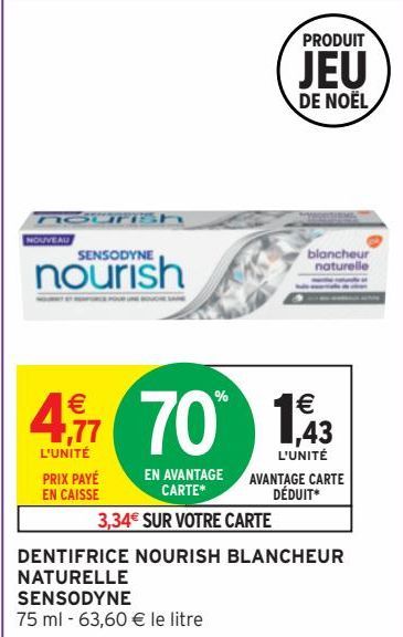 DENTIFRICE NOURISH BLANCHEUR NATURELE SENSODYNE 