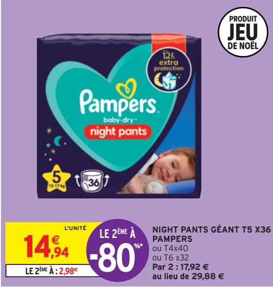 NIGHT PANTS GÉANT T5 X36 PAMPERS 