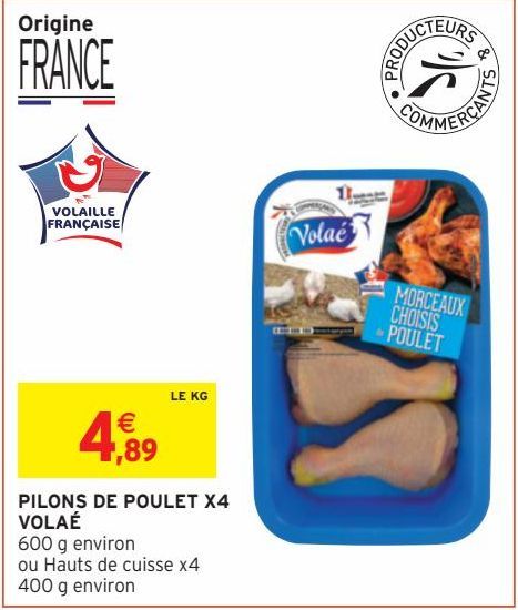 PILONS DE POULET X4 VOLAÉ 