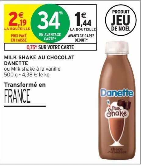 milk shake au chocolat danette 
