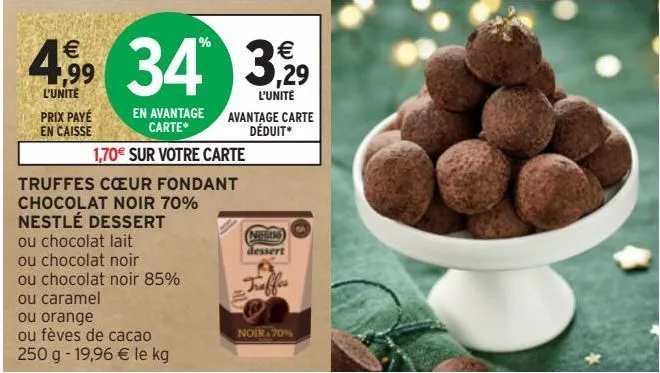 truffes coeur fondant chocolat noir 70% nestlé dessert 
