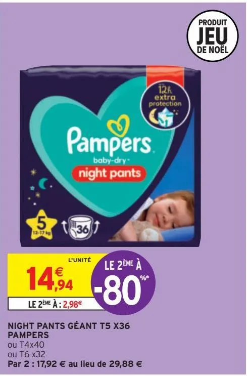 night pants géant t5 x36 pampers