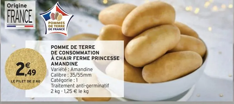 pomme de terre de consommation à chair ferme princesse amandine