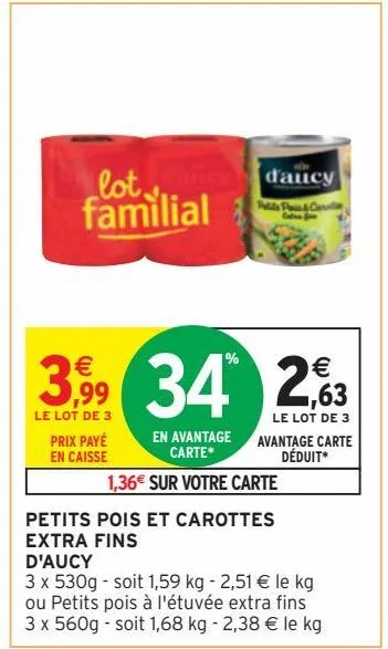 petits pois et carottes extra fins d'aucy