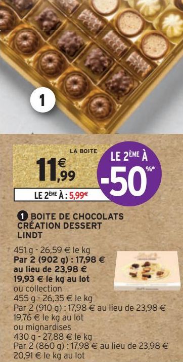 BOITE DE CHOCOLATS CRÉATION DESSERT LINDT