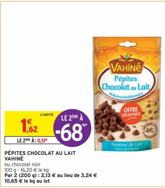 PÉPITES CHOCOLAT AU LAIT VAHINÉ