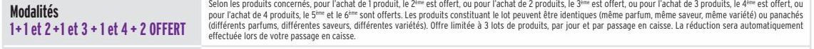 Modalités 1 + 1 et 2 + 1 et 3 + 1 et 4 + 2 OFFERT