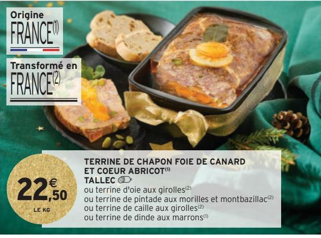 TERRINE DE CHAPON FOIE DE CANARD ET COEUR ABRICOT TALLEC