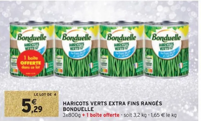 haricots verts extra fins rangés bonduelle