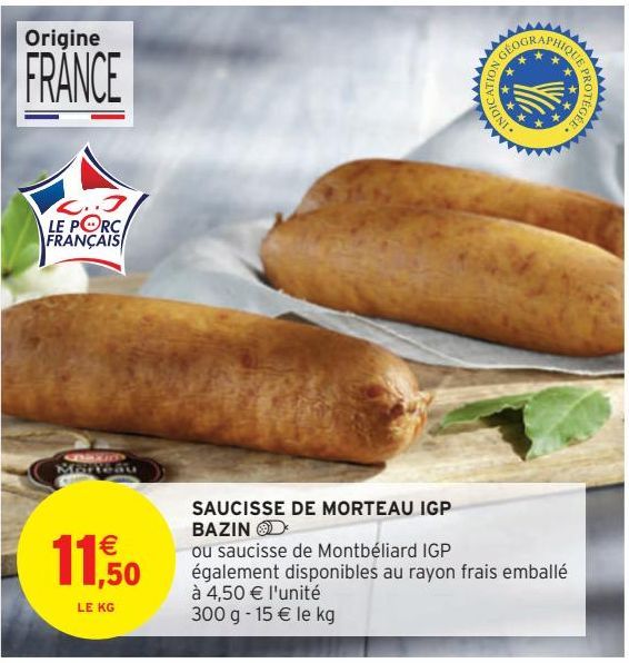 SAUCISSE DE MORTEAU IGP BAZIN