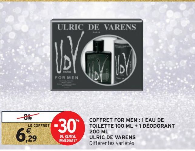 COFFRET FOR MEN : 1 EAU DE TOILETTE 100 ML + 1 DÉODORANT 200 ML ULRIC DE VARENS