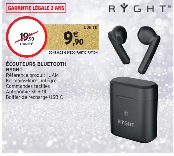 écouteurs bluetooth ryght