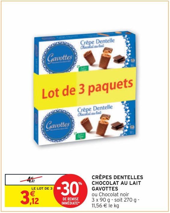 CRÊPES DENTELLES CHOCOLAT AU LAIT GAVOTTES