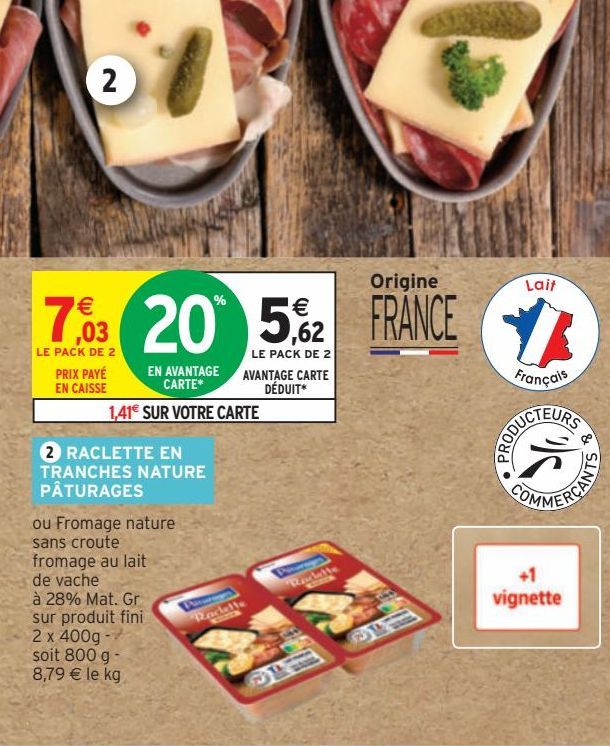 RACLETTE EN TRANCHES NATURE PÂTURAGES