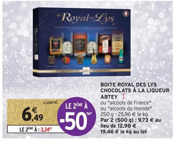 boite royal des lys chocolats à la liqueur abtey