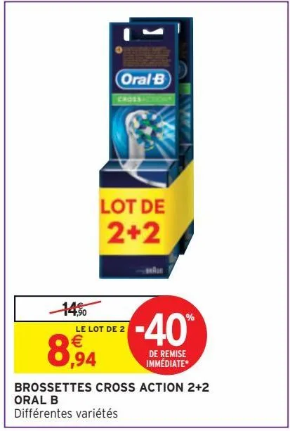 brossettes cross action 2+2 oral b