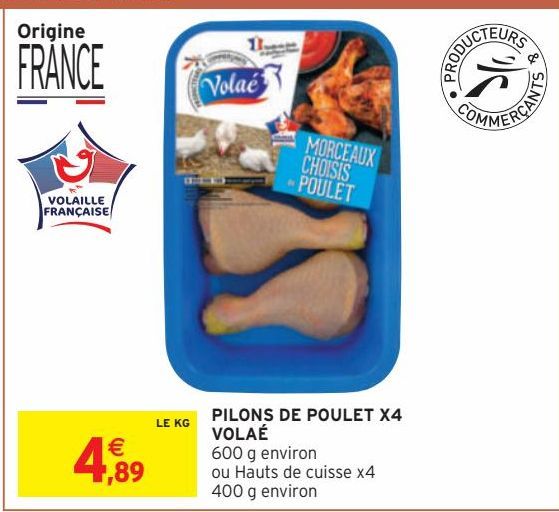 PILONS DE POULET X4 VOLAÉ