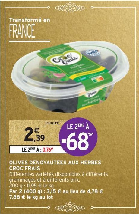 OLIVES DÉNOYAUTÉES AUX HERBES CROC'FRAIS