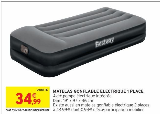 MATELAS GONFLABLE ELECTRIQUE 1 PLACE