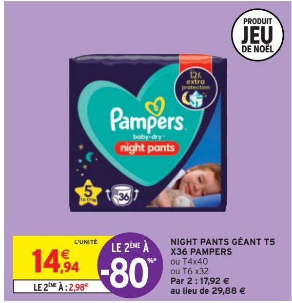 NIGHT PANTS GÉANT T5 X36 PAMPERS
