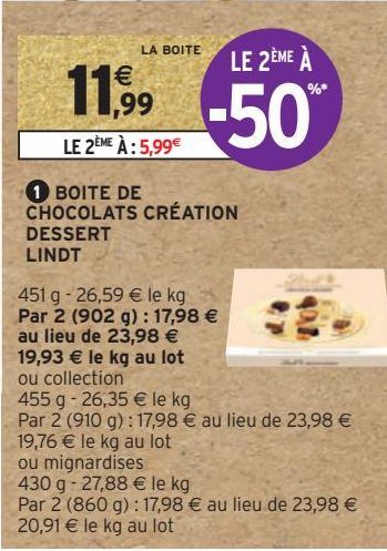 BOITE DE CHOCOLATS CRÉATION DESSERT LINDT