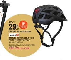 34%  29€  CASQUE DE PROTECTION  -5€  CONTIN  X  GARANTIE CONSTRUCTEUR 2 ANS PIECES ET MAIN-D'OEUVRE. RWHELMET M  Casque avec LED et visible  150 Lec: 52 SM 