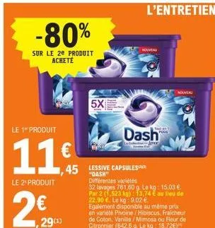 Promo LESSIVE CAPSULES(¹)(²) DASH chez E.Leclerc