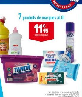 GRUMES SAVE  TANDIL  7 produits de marques ALDI 1115  Le panier de produs  66 200 EAU  BLEUE  CRATTANTES  Prixi la base des produits end et disponibles dans nos mag Plasinformations sur ald  25/11/202