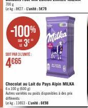 chocolat au lait Milka