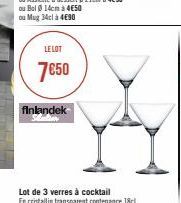LE LOT  7€50  finlandek  Lot de 3 verres à cocktail En cristallin transparent contenance 18cl 