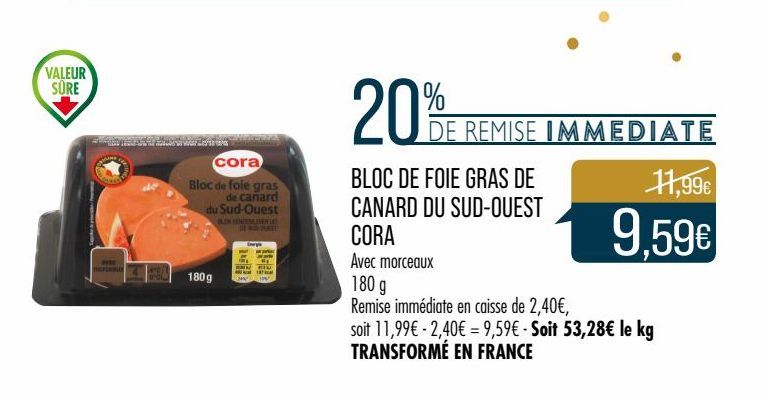 BLOC DE FOIE GRAS DE CANARD DU SUD-OUEST CORA 