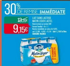 lait sans lactose matin leger lactel