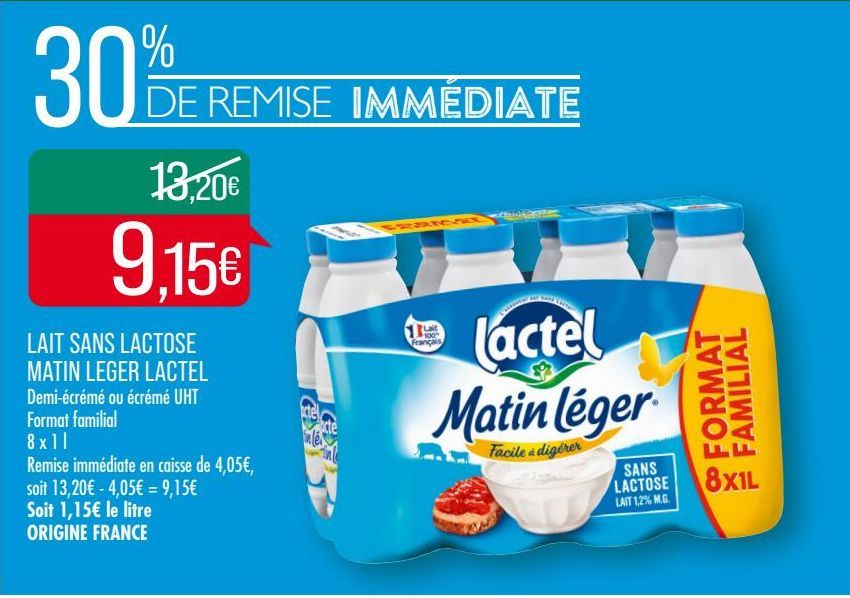 lait sans lactose Lactel