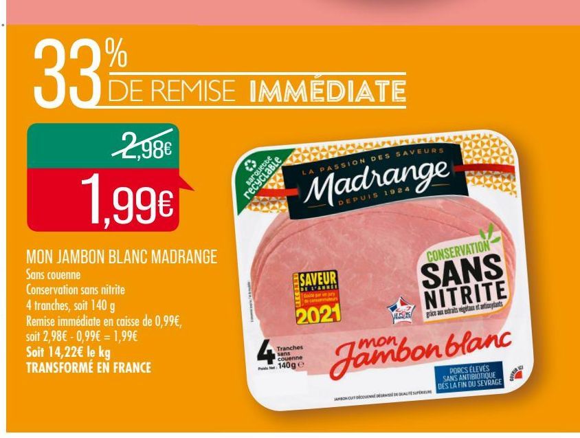 MON JAMBON BLANC MADRANGE