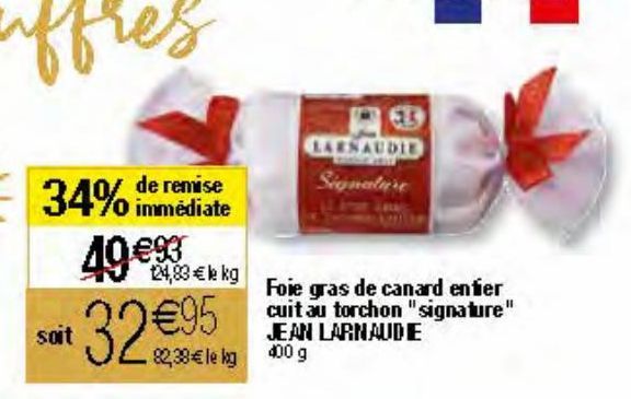 Foie gras de canard entier cuit au torchon "signature" Jean Larnaudie