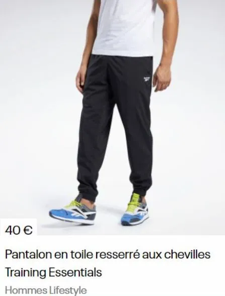 40 €  pantalon en toile resserré aux chevilles  training essentials  hommes lifestyle 