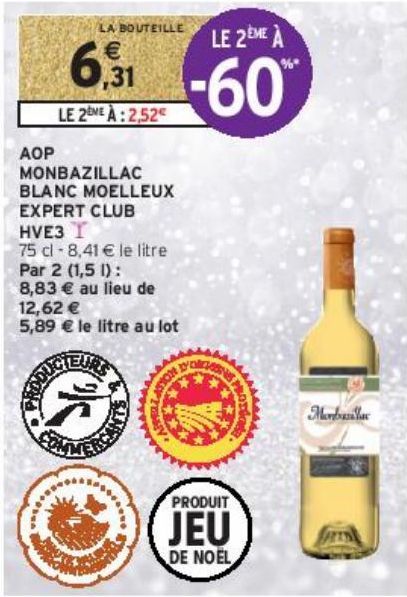 AOP MONBAZILLAC BLANC MOELLEUX EXPERT CLUB HVE3