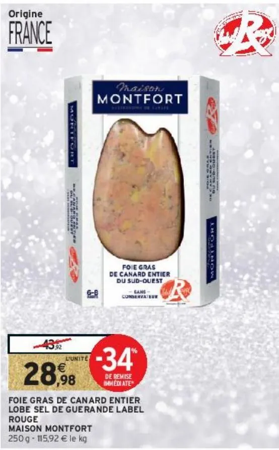 foie gras de canard entier lobe sel de guerande label rouge maison montfort