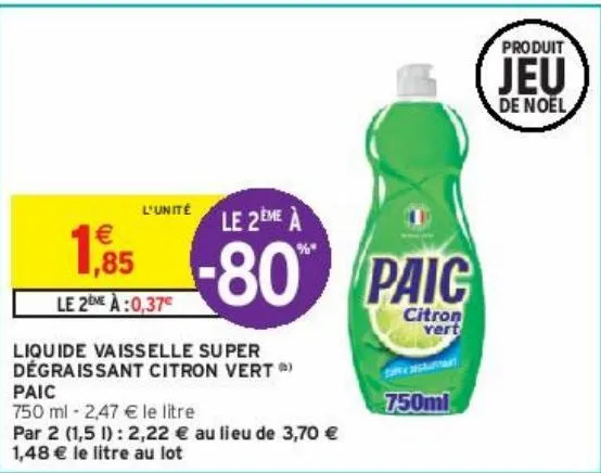 liquide vaisselle super dégraissant citron vert (b) paic