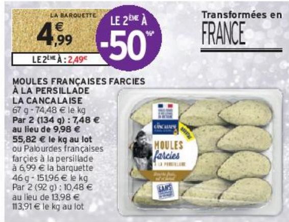 MOULES FRANÇAISES FARCIES À LA PERSILLADE LA CANCALAISE