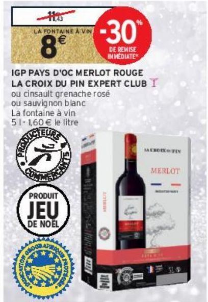 IGP PAYS D'OC MERLOT ROUGE LA CROIX DU PIN EXPERT CLUB