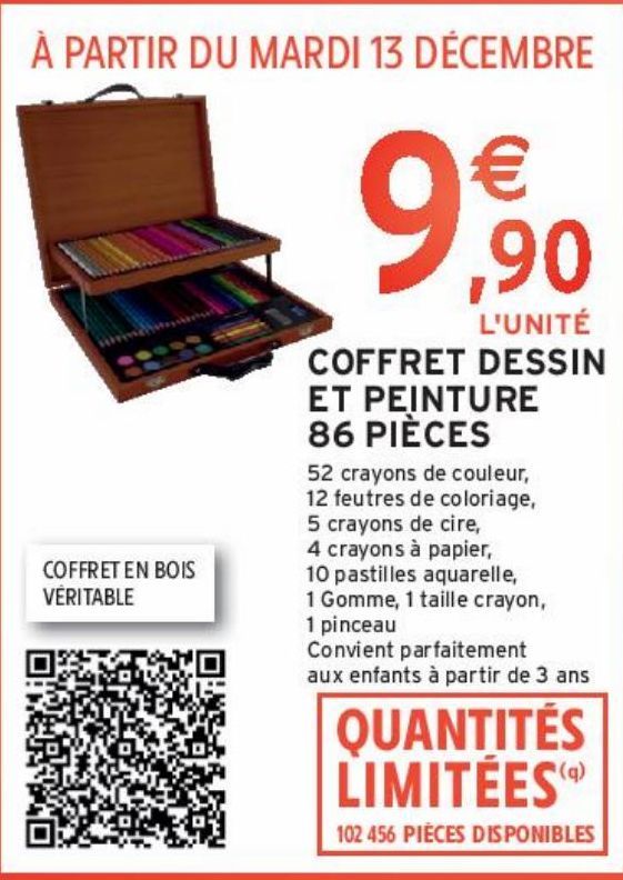 COFFRET DESSIN ET PEINTURE 86 PIÈCES