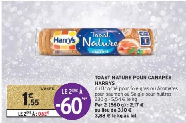 TOAST NATURE POUR CANAPÉS HARRYS