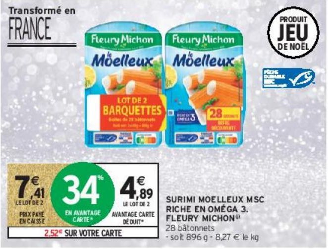 SURIMI MOELLEUX MSC RICHE EN OMÉGA 3. FLEURY MICHON